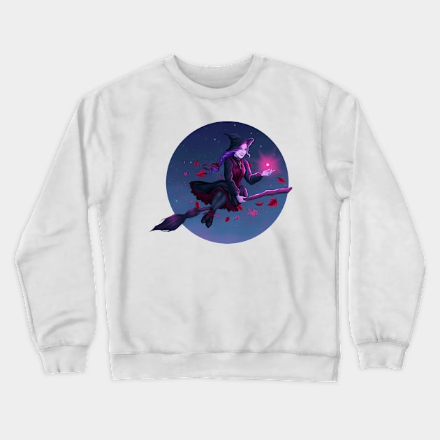 Purple Witch in the Nightsky Crewneck Sweatshirt by Molly11